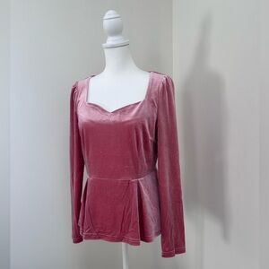 NWT Pink Velvet Sweetheart Peplum Women's Top M